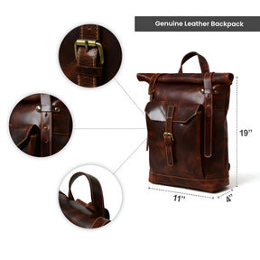 bags : Rugzak Bruin - Roll-Top in van Pantino