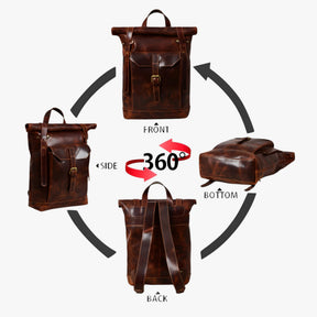 bags : Rugzak Bruin - Roll-Top in van Pantino
