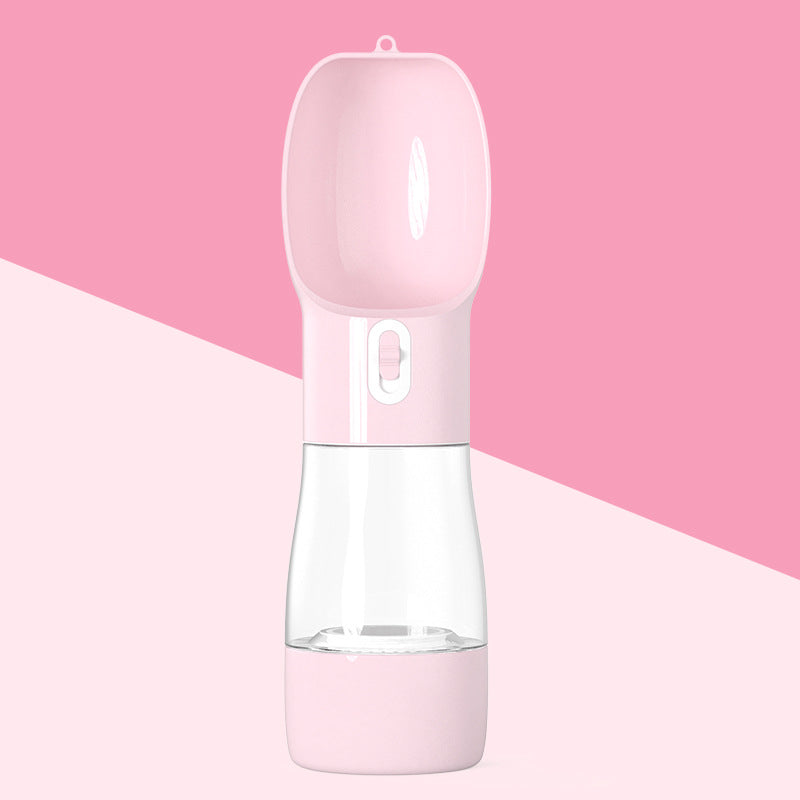 pets : 3-in-1 Hondendrinkfles Grijs - Waterfles Voedselcontainer - Kunststof in Roze van Pantino