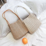Woven Straw Carry Bag - Coastal Carry - Light Beige