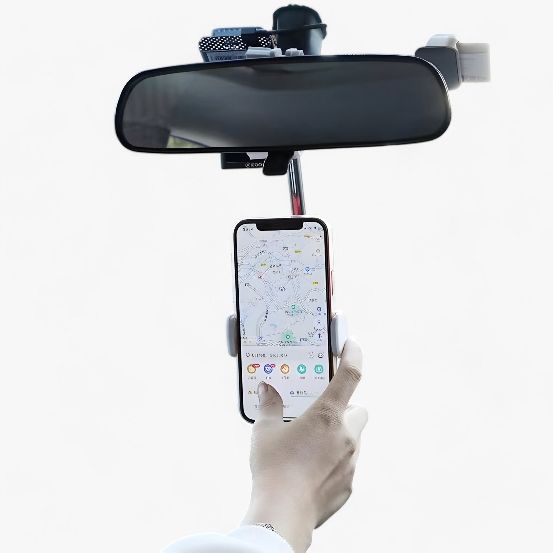 gadgets : Auto-Telefoonhouder 360° Achteruitkijkspiegel - Verstelbare Houder voor Smartphones - Wit in van Pantino