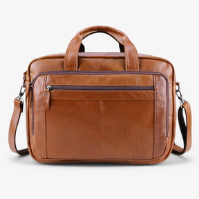 bags : Leren Laptoptas met Schouderband Leder - Bruin in van Pantino