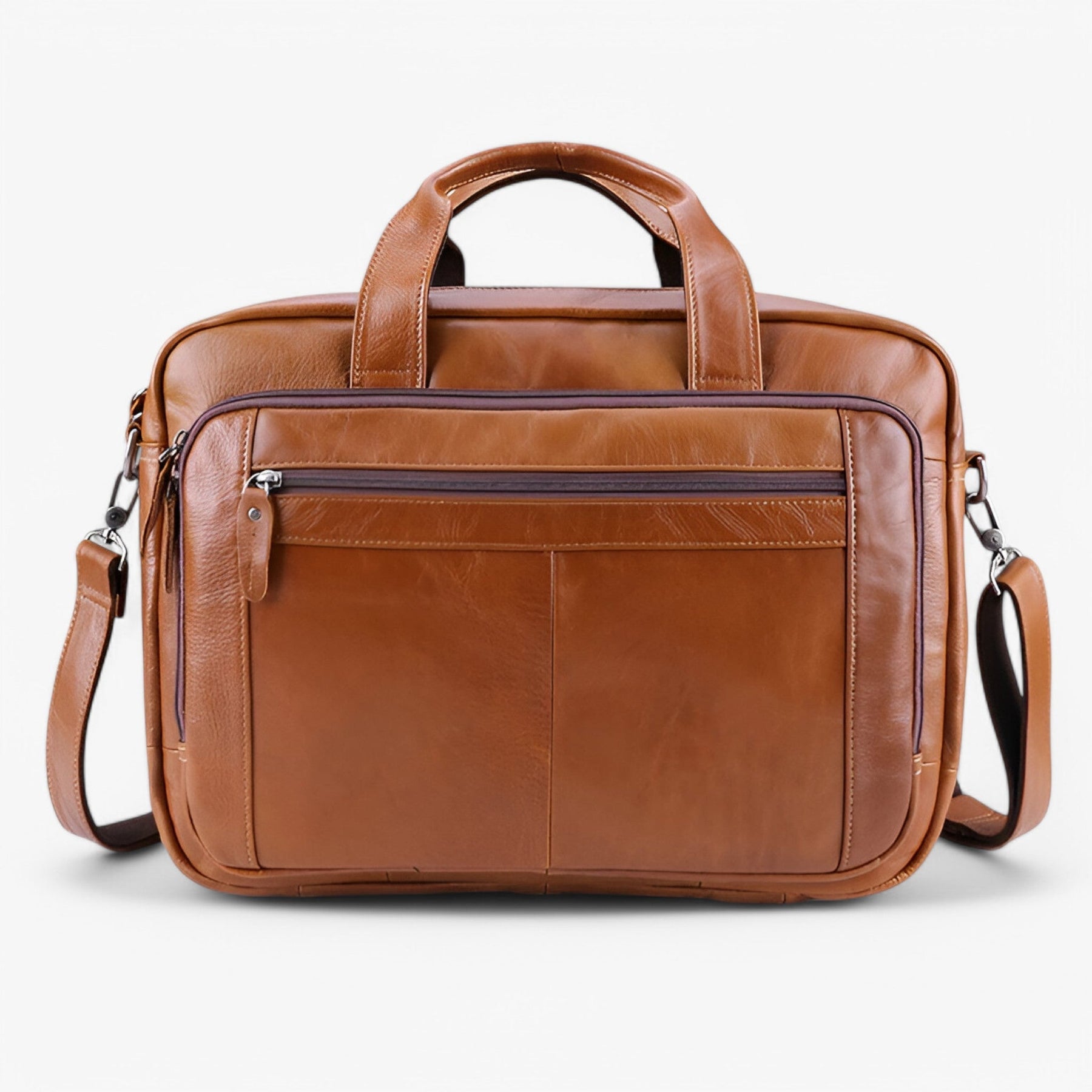 bags : Leren Laptoptas met Schouderband Leder - Bruin in Bruin van Pantino