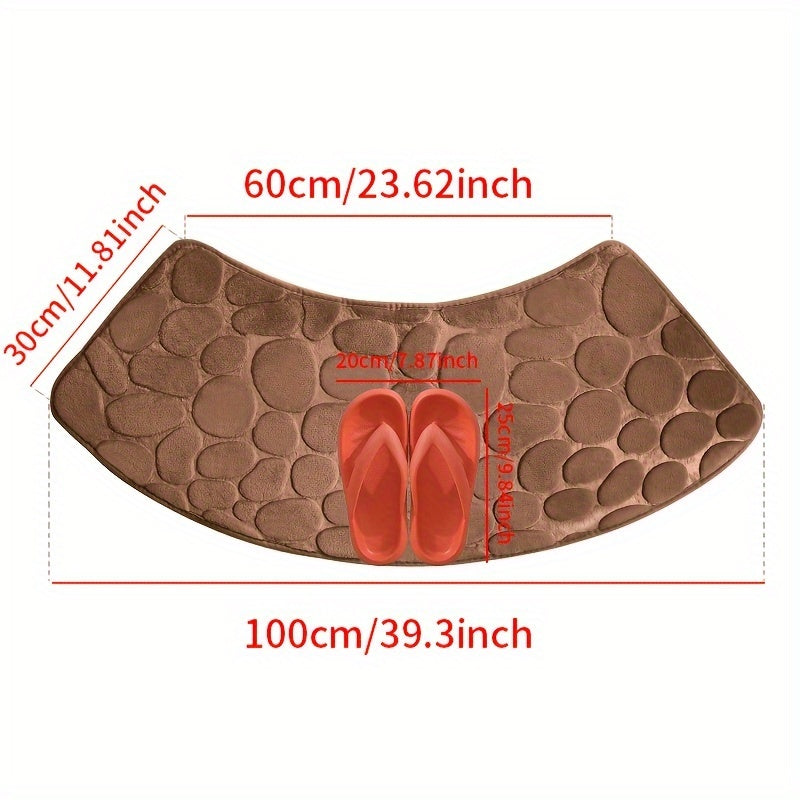 home & garden : Badmat met Geplaveid Patroon - Gebogen Hoeken, Zacht en Waterabsorberend - Grijs in Koffie 30*60*100cm van Pantino
