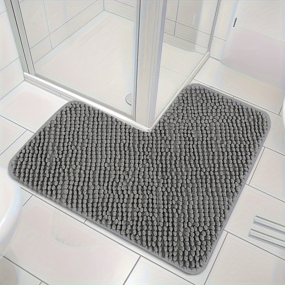 home & garden : Luxe L-Vormige Hoekdouchemat met Pluche Design - Absorberend, Antislip en Wasbaar - Grijs in grijs 80cm*80cm van Pantino