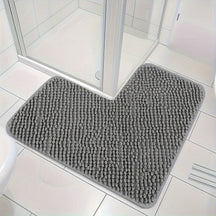 home & garden : Luxe L-Vormige Hoekdouchemat met Pluche Design - Absorberend, Antislip en Wasbaar - Grijs in grijs 80cm*80cm van Pantino