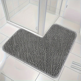 home & garden : Luxe L-Vormige Hoekdouchemat met Pluche Design - Absorberend, Antislip en Wasbaar - Grijs in grijs 80cm*80cm van Pantinoshop