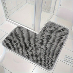 home & garden : Luxe L-Vormige Hoekdouchemat met Pluche Design - Absorberend, Antislip en Wasbaar - Grijs in grijs 80cm*80cm van Pantino