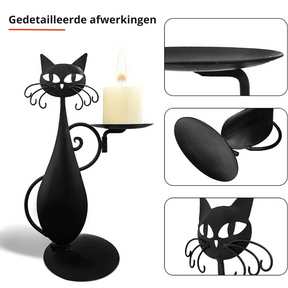 home & garden : Zwarte Kat Kaarsenhouder - Mystiek Interieur Decoratie - Keramiek in van Pantino