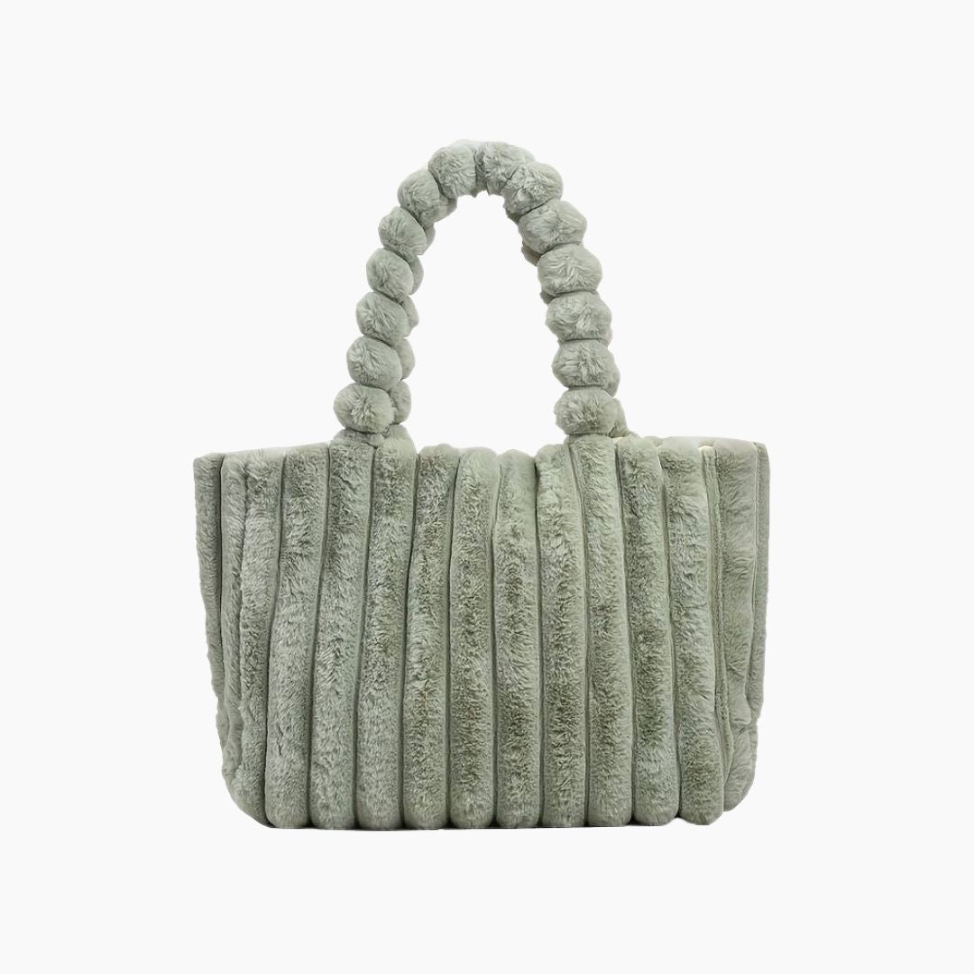 bags : Schoudertas Khaki - Luxe Pluche in Groen van Pantino