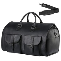 bags : Converteerbare Kledingtas - Bruin Leer - Weekendtas Heren in LEER - ZWART van Pantino
