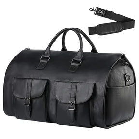 bags : Converteerbare Kledingtas - Bruin Leer - Weekendtas Heren in LEER - ZWART van Pantino