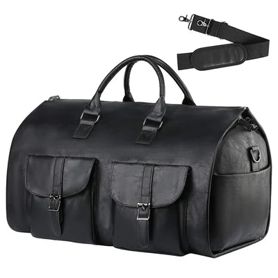 bags : Converteerbare Kledingtas - Bruin Leer - Weekendtas Heren in LEER - ZWART van Pantino