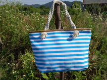 bags : Gestreepte Strandtas Mori - Marineblauw in Blauw meer van Pantino