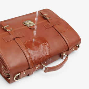 bags : Elegante Lederen Aktetas - Bruinachtig Geel in van Pantino