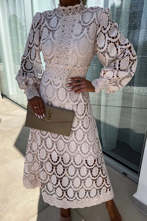 Dress : Elegante Jurk Dames Kant - Lichtroze in van Pantino