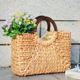 Beach Rattan Rectangular Bag - Khaki