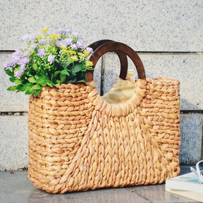 bags : Strand Rotan Rechthoekige Tas - Khaki in Khaki van Pantino