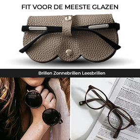 Eyeglass Case : Bril Dames Grijs - Luxe Brillenkoker - De Compacte Bescherming voor Onderweg Leer in van Pantino