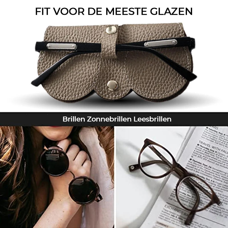 Eyeglass Case : Bril Dames Grijs - Luxe Brillenkoker - De Compacte Bescherming voor Onderweg Leer in van Pantino