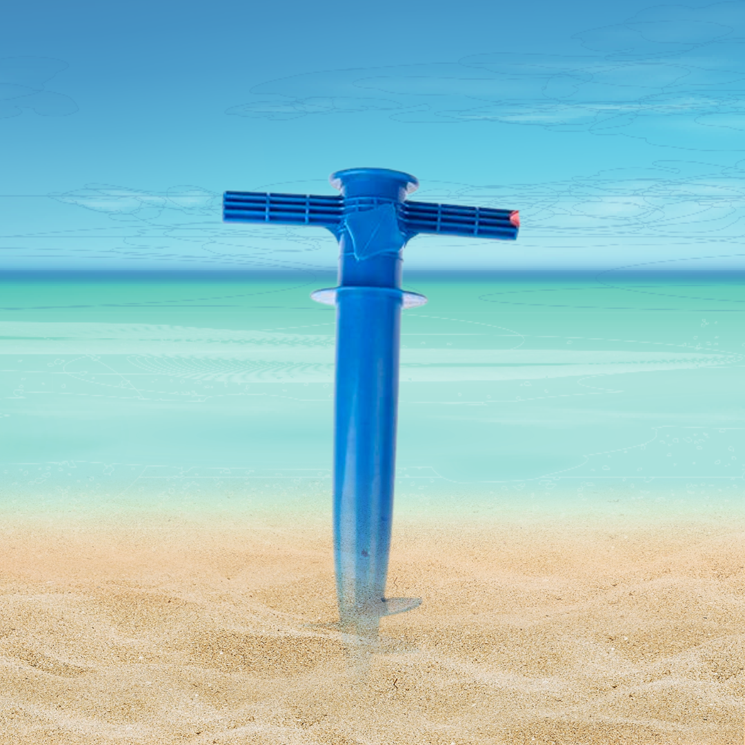 outdoor equipment : Parasolvoet Grondanker - Verstelbaar Stabiel Strand Terras - Metaal in Blauw van Pantino
