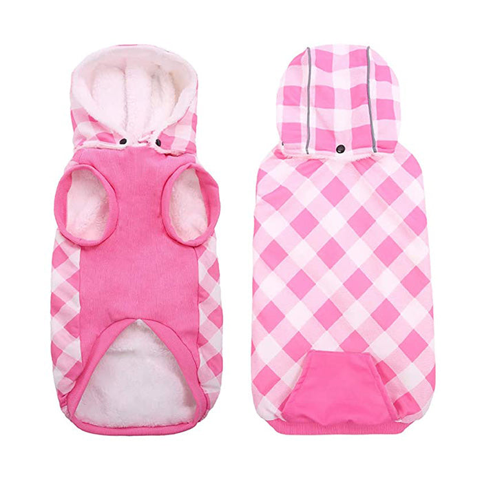 pets : Gezellige Fleece-Gevoerde Geruite Honden Hoodie in van Pantino