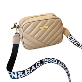 bags : The Tokyo Bag Dames Leer - Zwart in KHAKI van Pantino