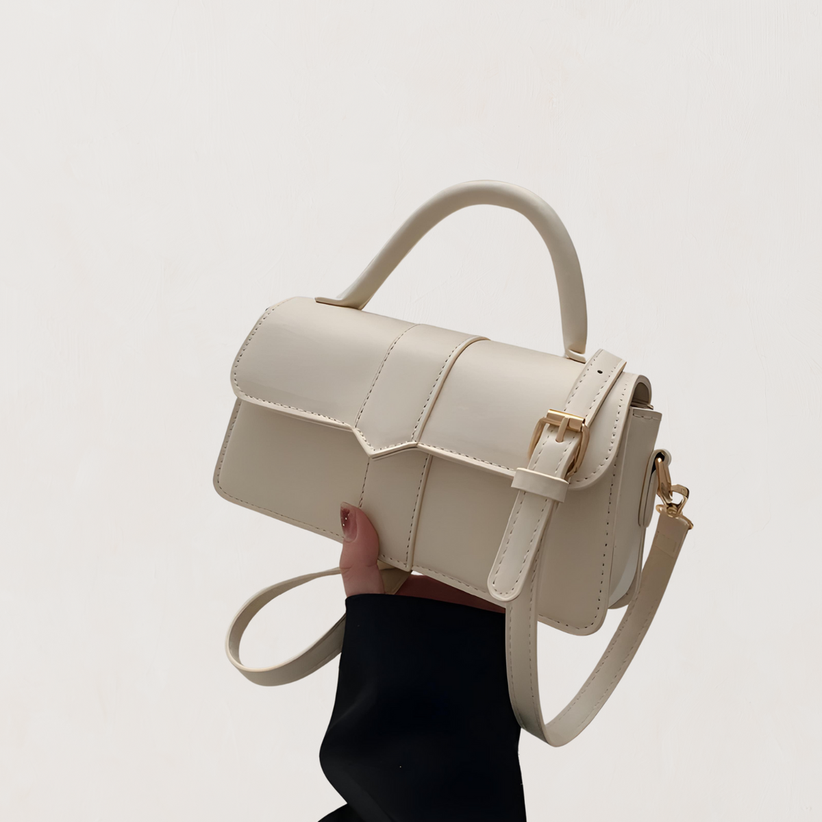 Tassen : Handtas Dames Zwart - Elegante Stijl - Synthetisch Leer in Wit van Pantino