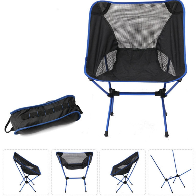 outdoor equipment : Portable Folding Moon Chair - De Ultieme Metgezel voor Al Je Buitenavonturen - Rood in Blauw van Pantino