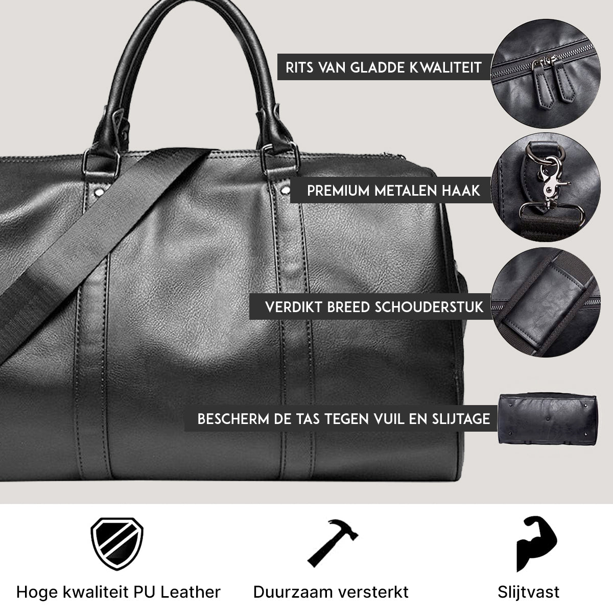 bags : Stijlvolle Leren Herentas - Ideaal voor Lange Reizen - Zwart in van Pantino