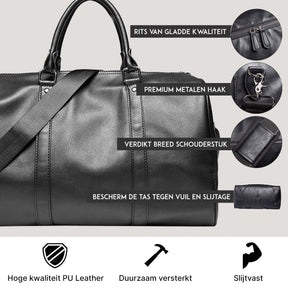 bags : Stijlvolle Leren Herentas - Ideaal voor Lange Reizen - Zwart in van Pantino
