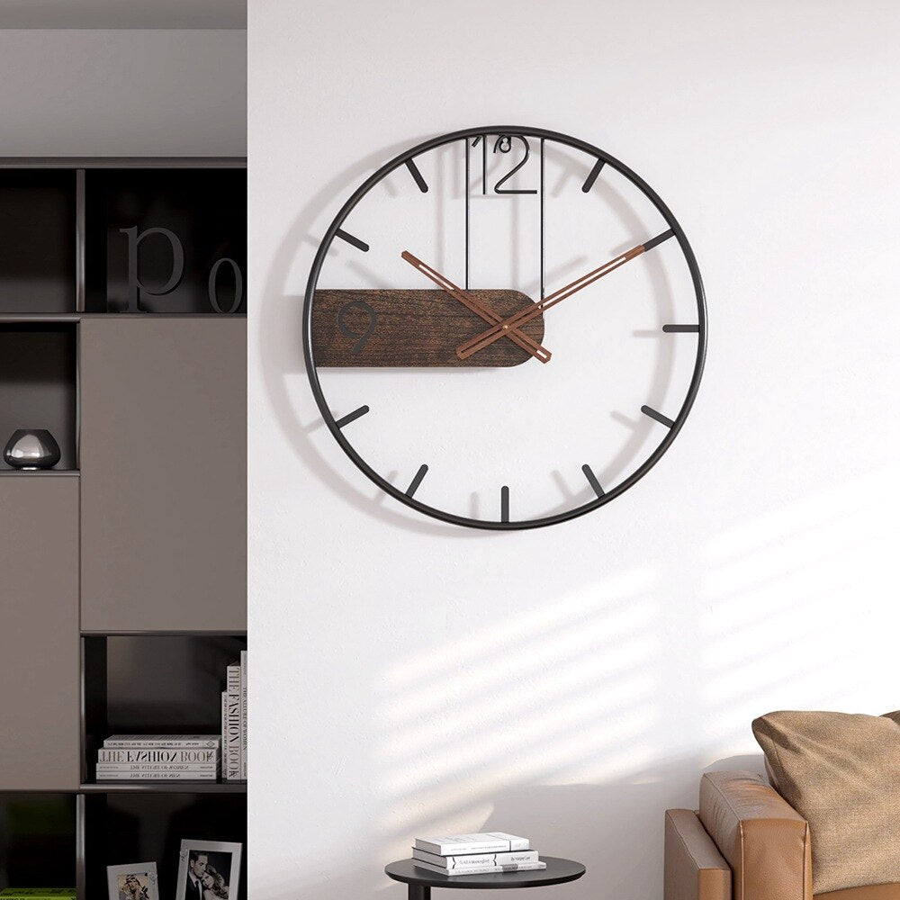 home & garden : Steel-Walnut Wandklok - Hout en Staal - Modern Verfijnd Design in van Pantino