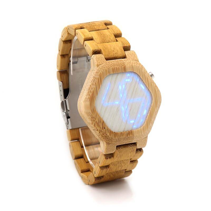 watches : Houten LED Klok Digitaal - Bureauklok met Verlichting in van Pantino