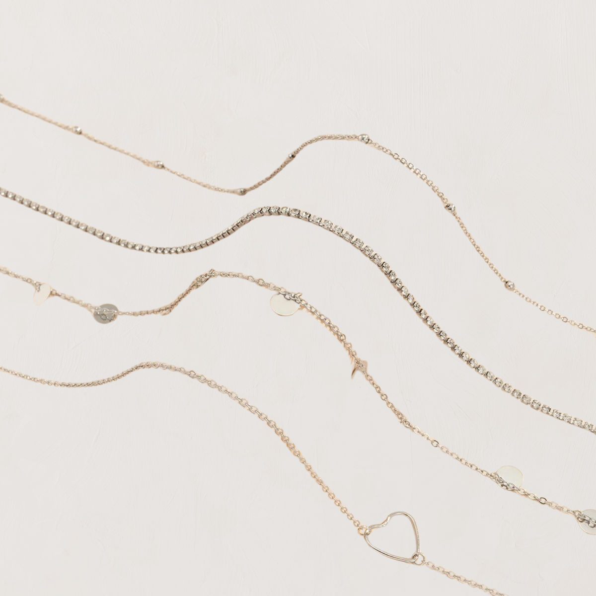 Sieraden : Gelaagde Kettingset Dames Goud - Multi-Strand Charms - RVS in van Pantino