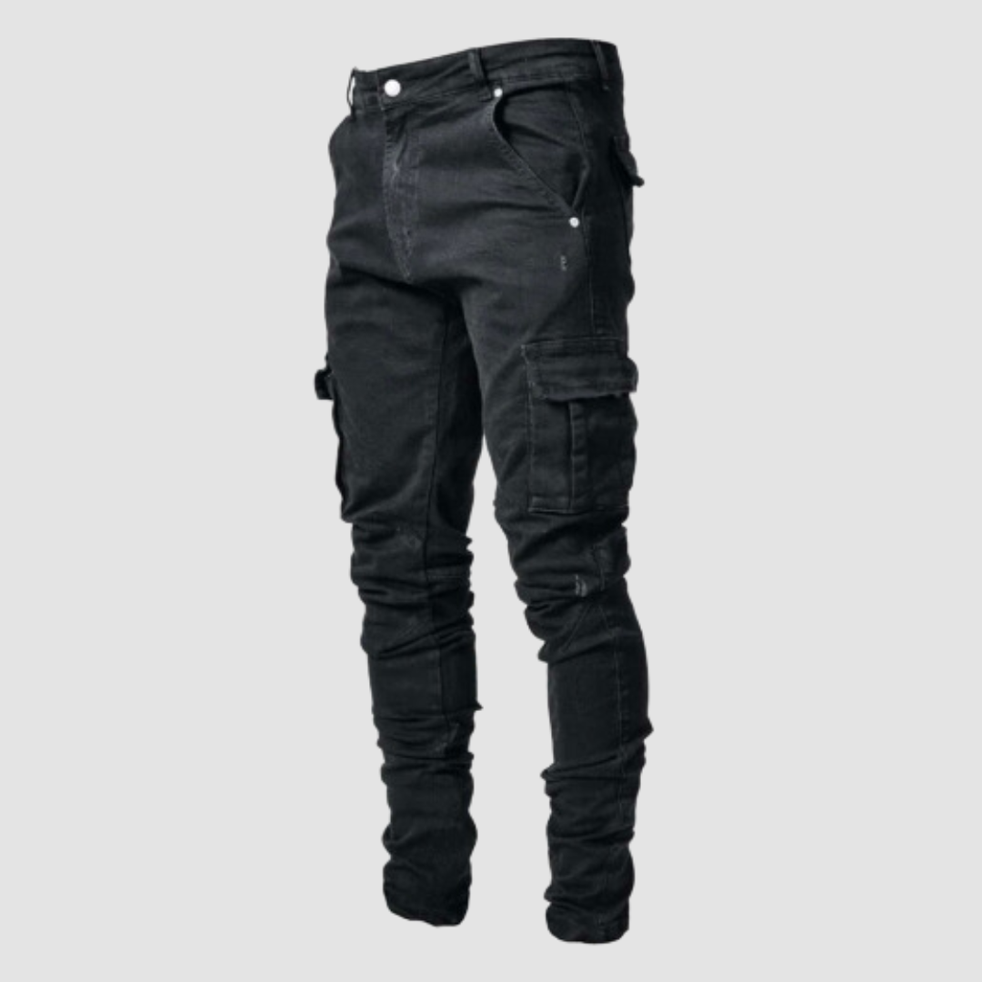 Jeans : Jeans Heren Blauw - Hoog Elastische Casual - Ideaal voor Ontspannen en Actieve Dagen in Zwart van Pantino