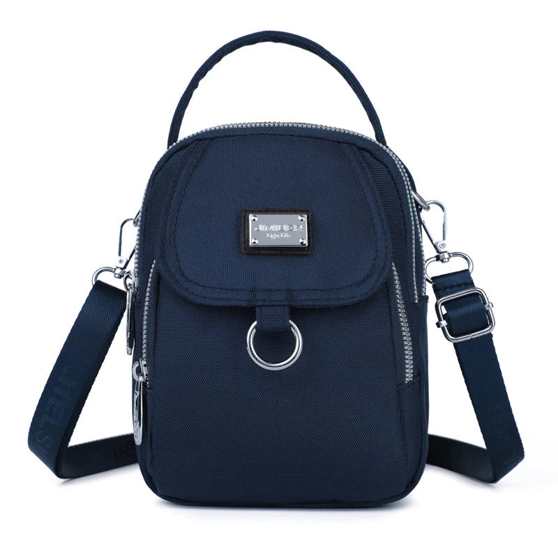 bags : Crossbody Tas Blauw - PhoneBag - Telefoonhoesje met Rits voor in Blauw van Pantino