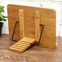 home & garden : Verstelbare Boekenhouder - Draagbaar Lade Papierclips Kantoor - Aluminium in Bamboe 28x20 cm van Pantino