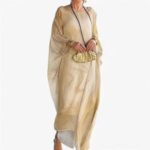 Dresses : Maxi Jurk Dames Marmer Effect Elegant - Lange Zomerjurk Uniek in Amarello van Pantinoshop