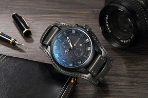 watches : Heren Horloge Chronograaf Bruin Leer - Klassiek Stijlvol Polshorloge met Datumweergave in van Pantino
