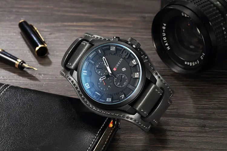 watches : Heren Horloge Chronograaf Bruin Leer - Klassiek Stijlvol Polshorloge met Datumweergave in van Pantino