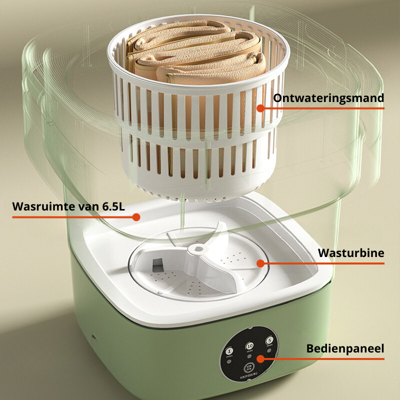 home & garden : FoldaWash - De Handige Opvouwbare Mini Wasmachine met Droger - Groen in van Pantino