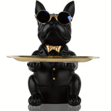 Multifunktionale Bulldoggen-Aufbewahrungsstatue - Marineblau Sitzend