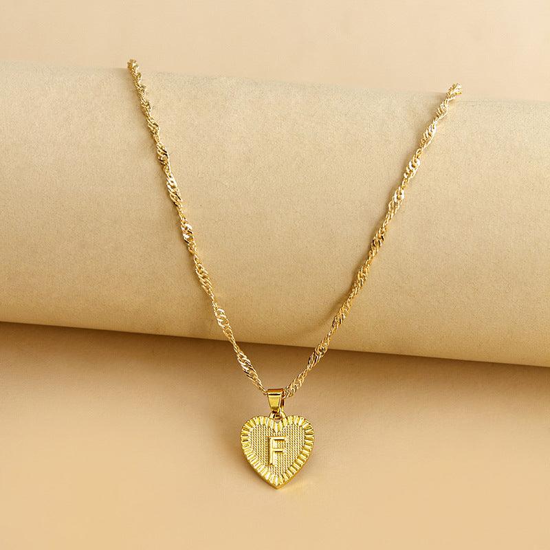 Necklace : Initiaal Hart Hanger in Gold F van Pantino