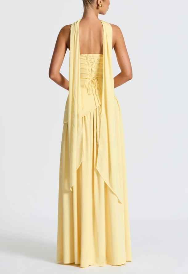 Maxi Dress : Robe longue fluide fendue femme - Élégante, confortable, sans bretelles avec ruban in van Pantino