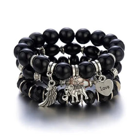 Pendant Set : Boheemse Kristal Armband Wit 4-Delig - Elegant Hanger Set - Kristal in Zwart van Pantino