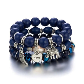 Pendant Set : Boheemse Kristal Armband Wit 4-Delig - Elegant Hanger Set - Kristal in Blauw van Pantino