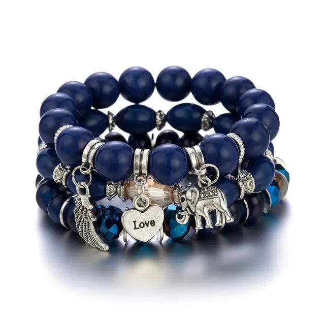 Pendant Set : Boheemse Kristal Armband Wit 4-Delig - Elegant Hanger Set - Kristal in Blauw van Pantino
