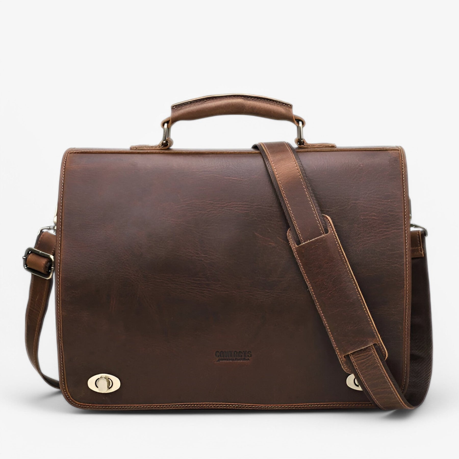 bags : Elegante Lederen Herenaktentas Leer - Bruin in van Pantino