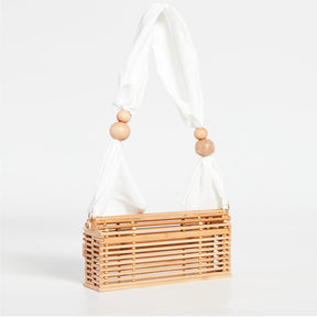 bags : Bamboe Mand Tas - Wit in Wit van Pantino