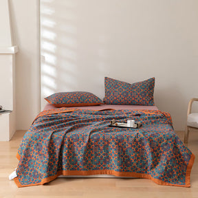 home & garden : Katoenen Quilt Oranje Blauw - Zeslaags Warm Beddengoed - Katoen in van Pantino